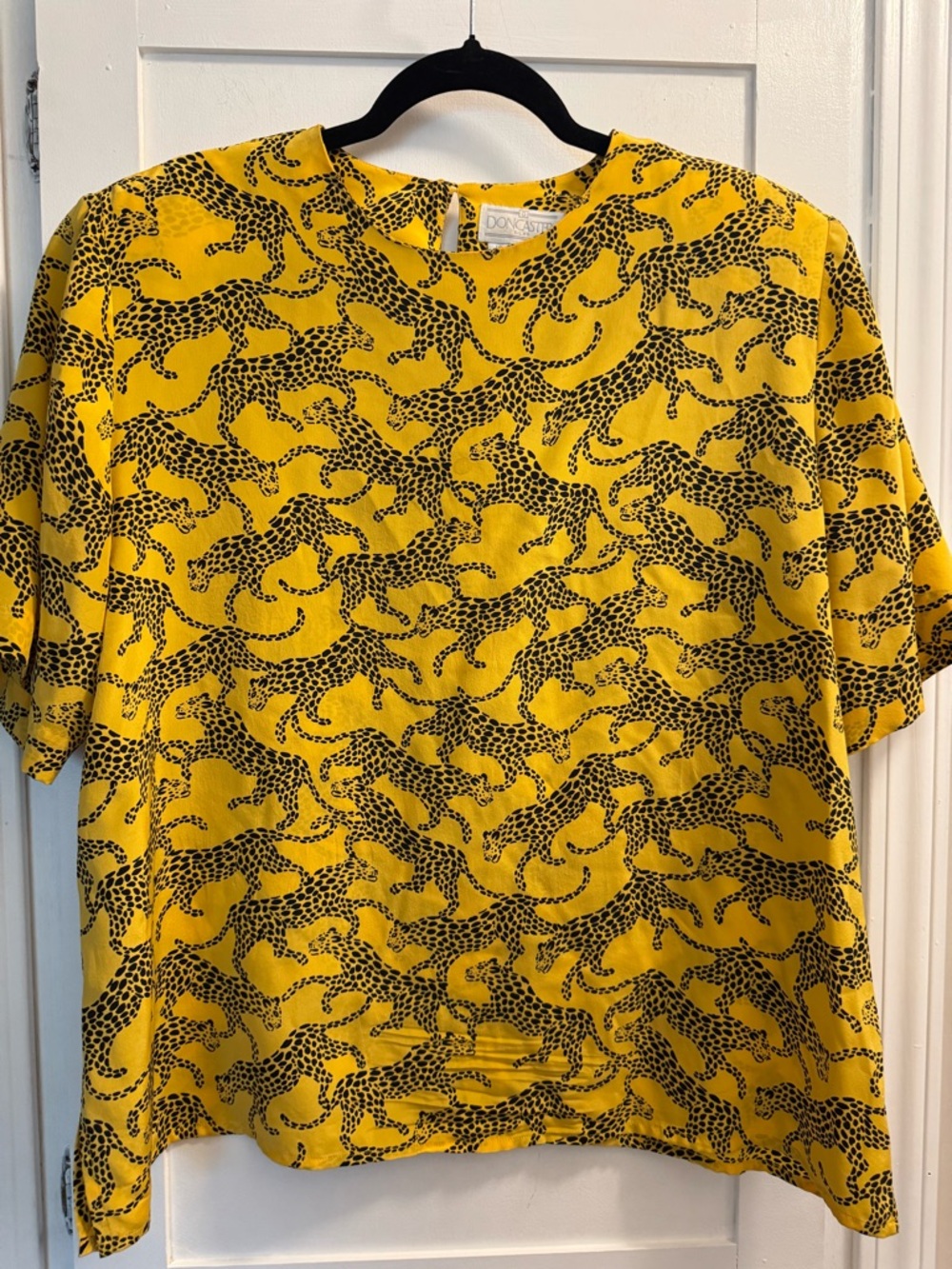 Vintage Doncaster 100% Silk Blouse – Leopard Print size 16